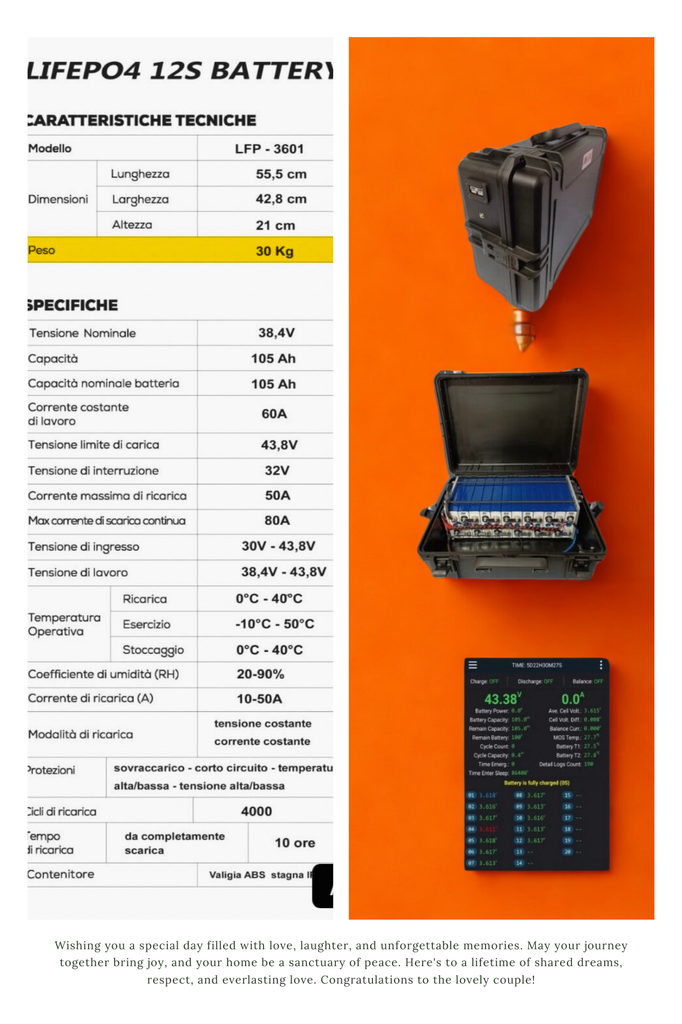 Batteria in valigia al litio lifepo4 36v 100ah